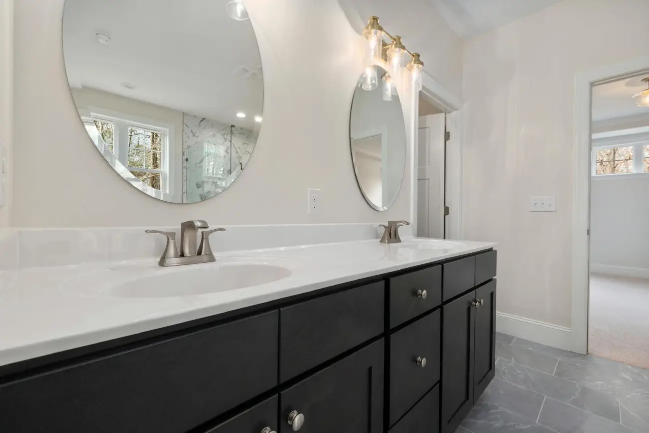 Modern bathroom with dual sinks
