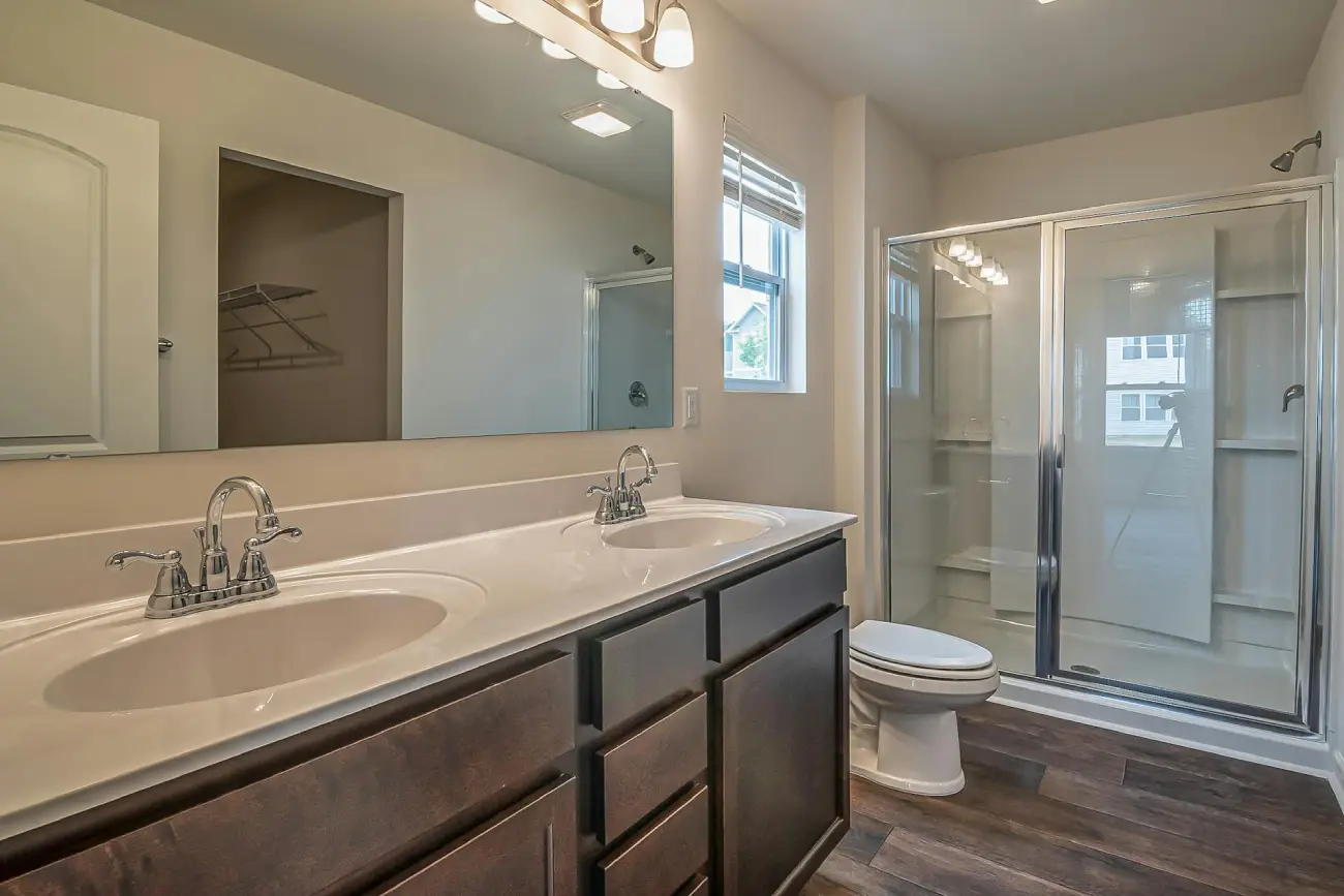 Modern bathroom with double sinks