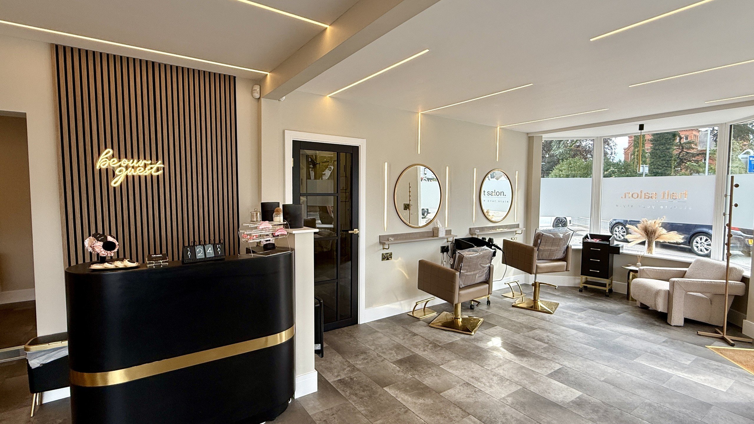 Commercial Builds projects Modern salon reception with elegant decor