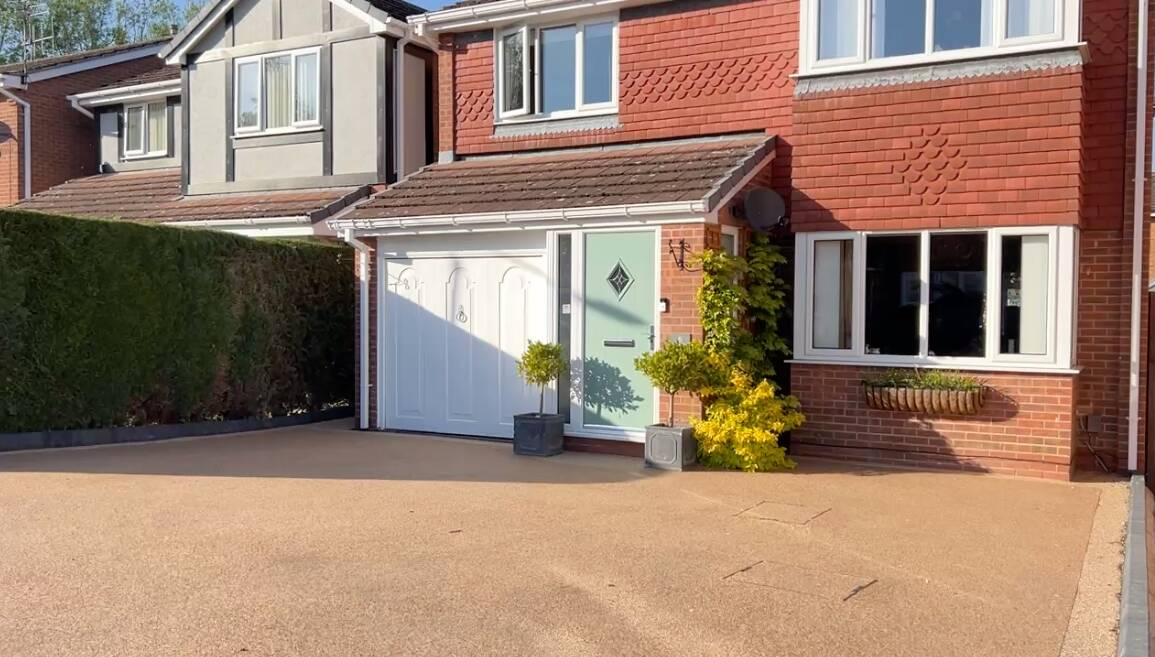 Modern house with landscaped driveway